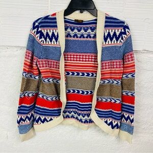 Copper Key Multicolor Patterned knit western open front Cardigan size medium